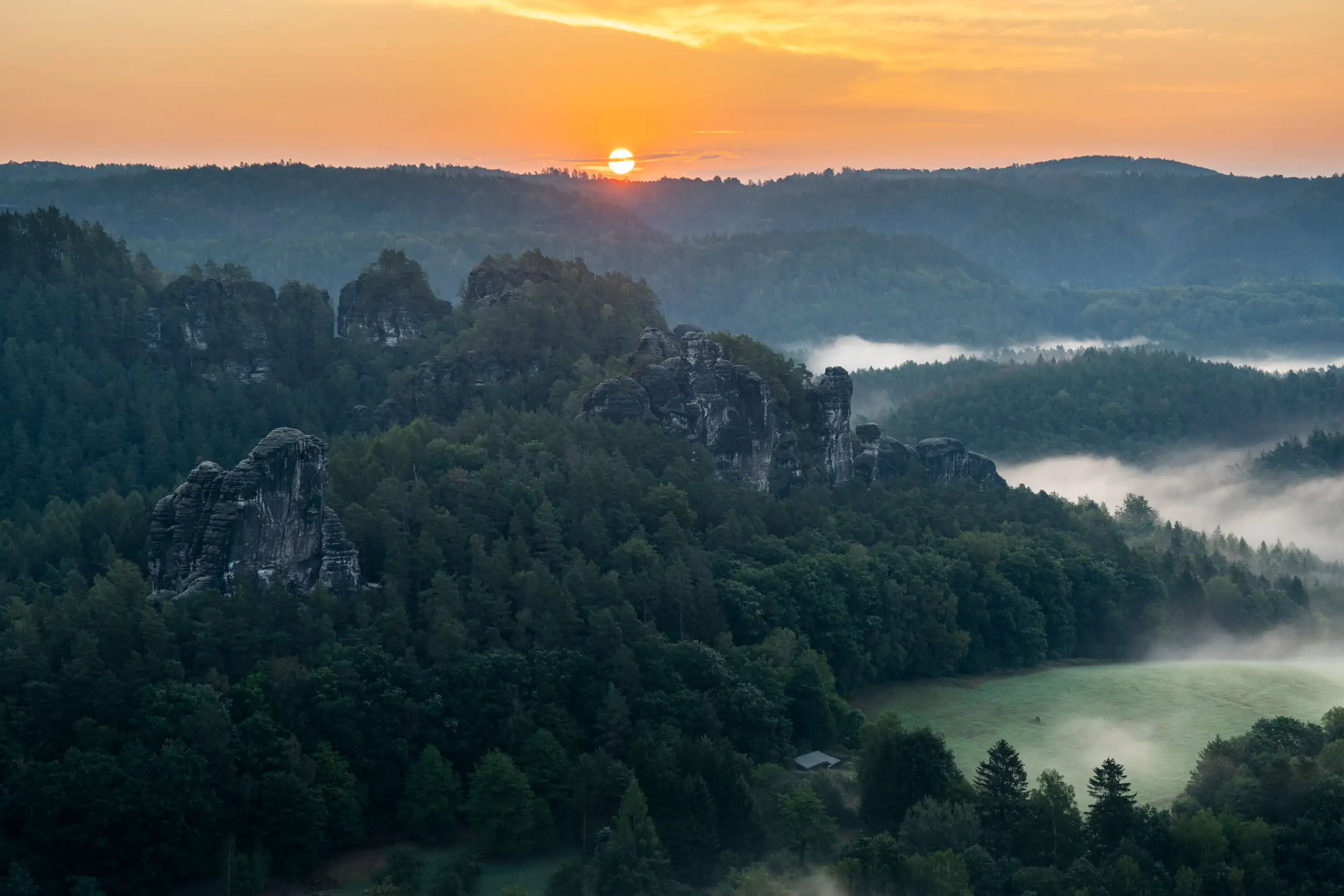 Sunrise in the bastei area